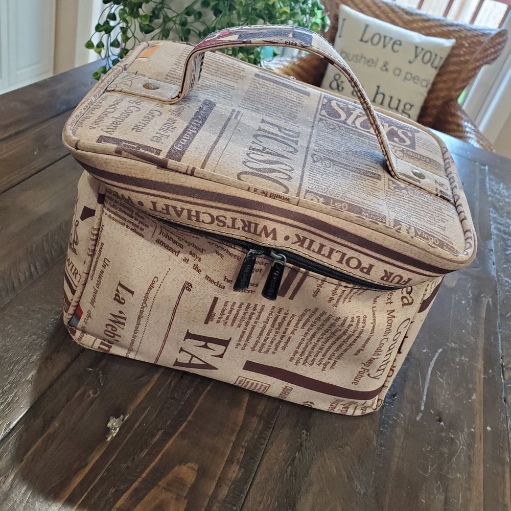 Sunlover Brand, Newspaper Print, Makeup Bag